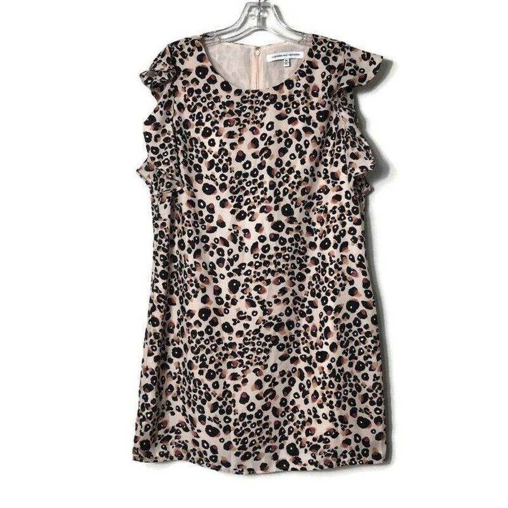Cupcakes and Cashmere Pink Leopard Midi Dress Medium Knee Length Flutter Sleeve